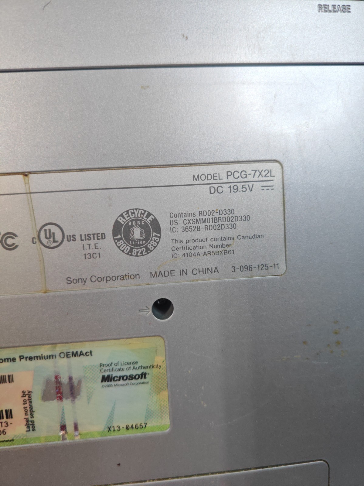 Sony VAIO PCG-7X2L 15″ Intel Pentium Dual Core Windows Vista Not Tested Parts