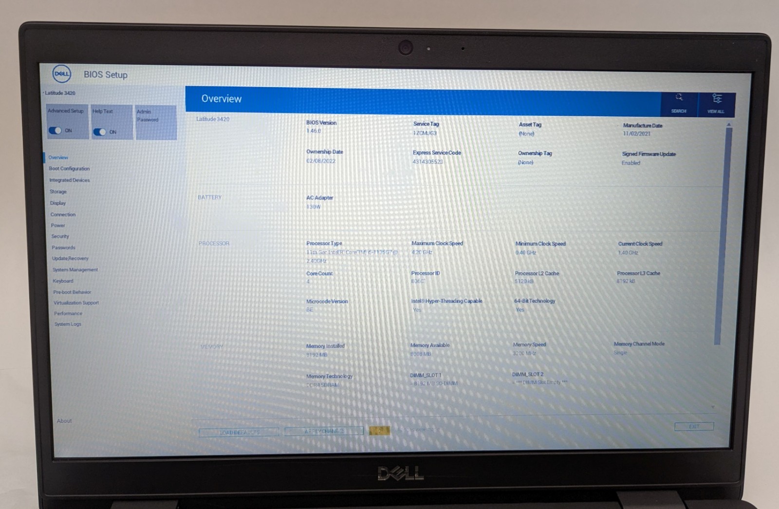 Incomplete Dell Latitude 3420 14″ Laptop Intel Core i5-1135G7 2.40GHz 8GB RAM