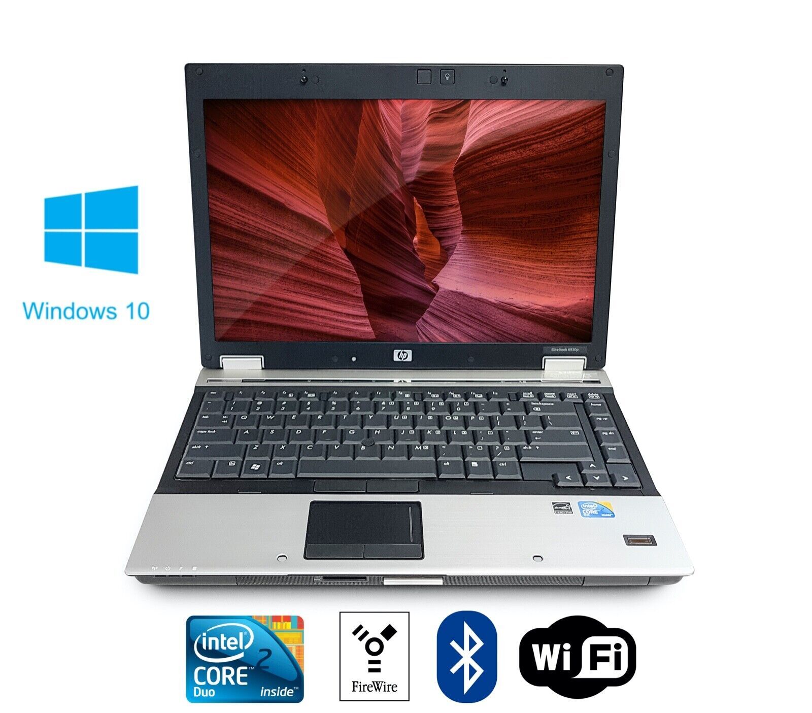 HP EliteBook 6930p 14.1” C2D P8600 4GB 320GB FireWire Win7 or Win10 BLUETOOTH