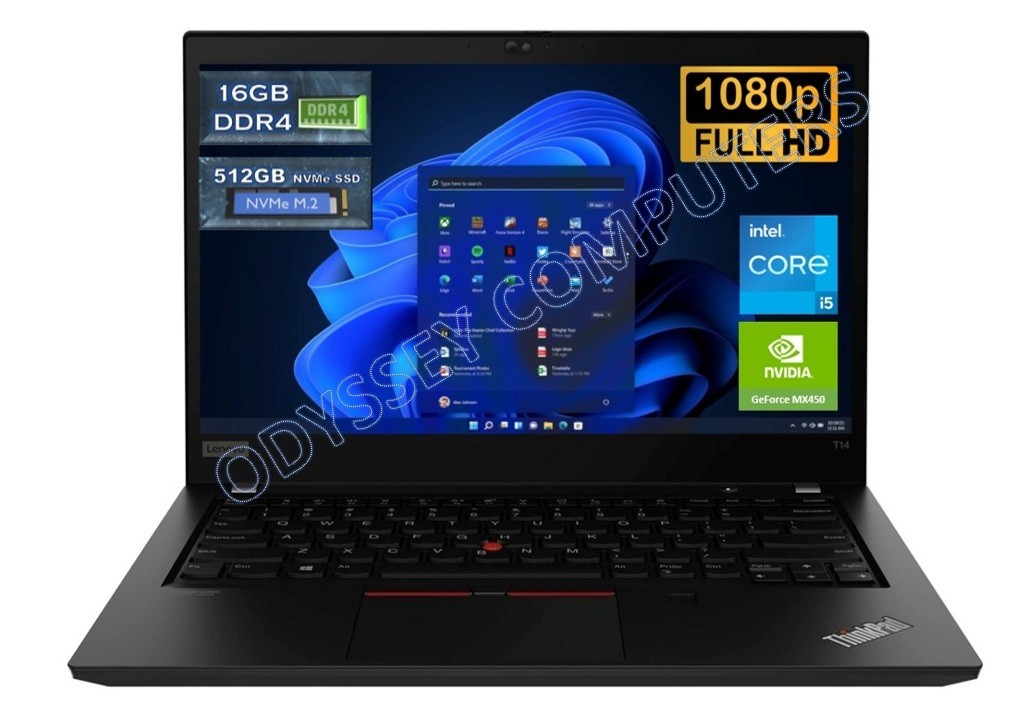 Lenovo ThinkPad T14 Gen 2 14 FHD i5-1145G7 16GB 512GB SSD MX450 GPU Win 11 Pro