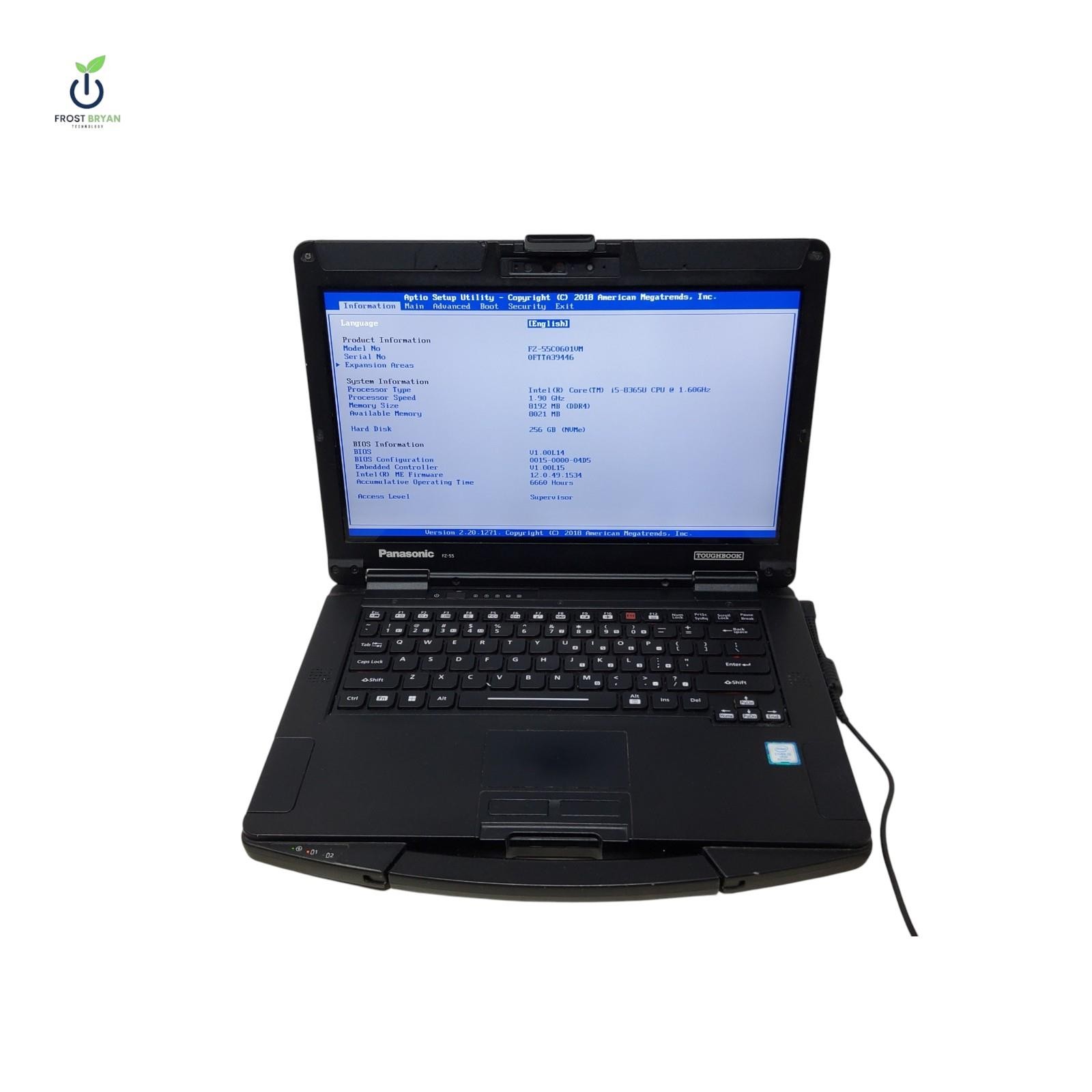 PANASONIC FZ55-1 Laptop i5-8365U@1.60GHz 8GB 256GB No OS Grade C [READ]