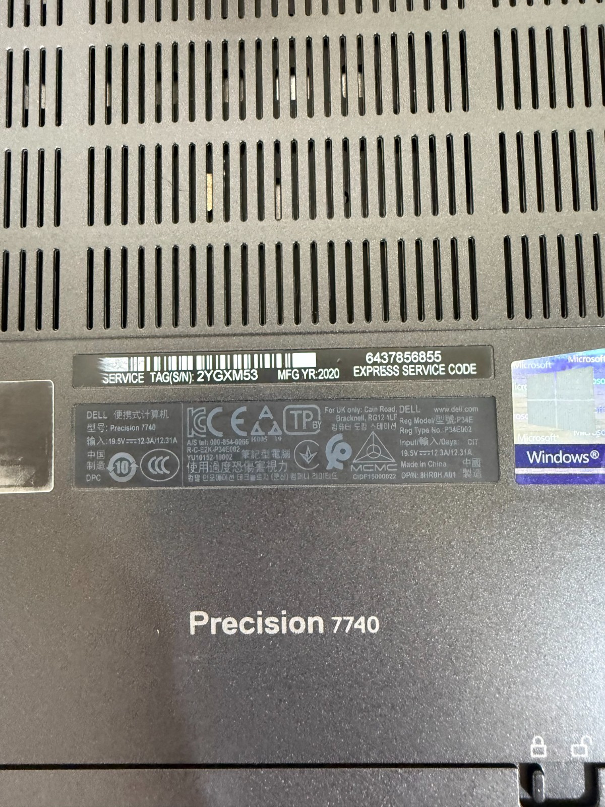 Dell Precision 7740 i7-9850H 2.60GHz 32GB 1TB SSD Quadro RTX 5000 w/Win 11