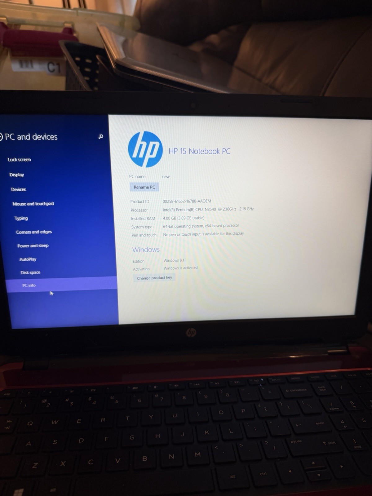 HP 15-RED J2X (441GB, Pentium N-3540, 2.16 GHz, 4GB) Not Charging W8 W/charger