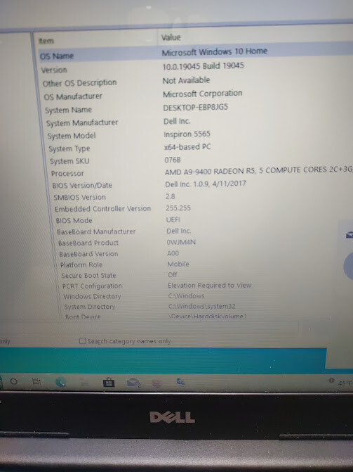 DELL INSPIRON 15 5565 AMD A9 500GB SSD 16 GB RAM WINDOWS 10 LAPTOP