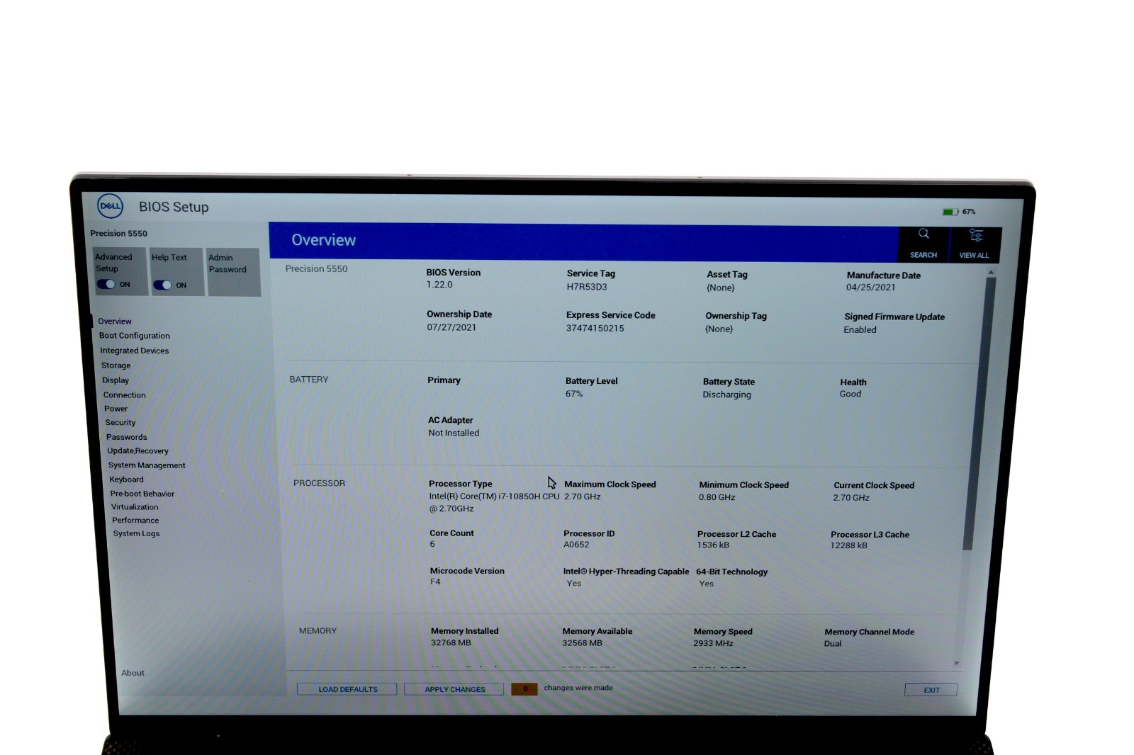 Dell Precision 5550 | i7-10850H@2.7GHz | 512GB/32GB | No OS/Charger | Quad T1000