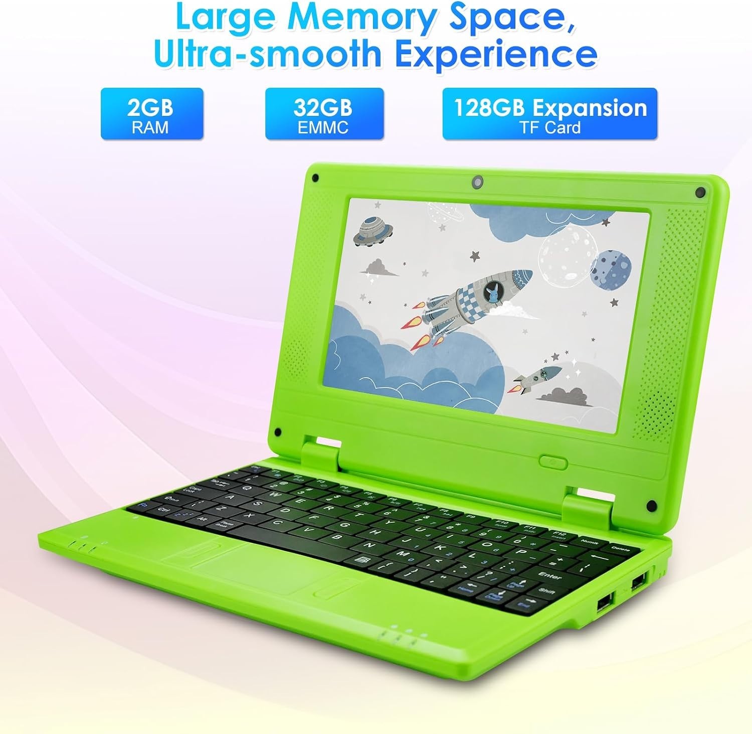 Small Laptop Green 7″ Display 2GBx32GB Android 12.0 OS Quad-Core