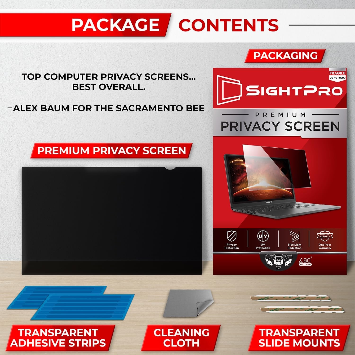 16″ 16:10 Laptop Privacy Screen Filter – High Clarity Shield for Computer Monito