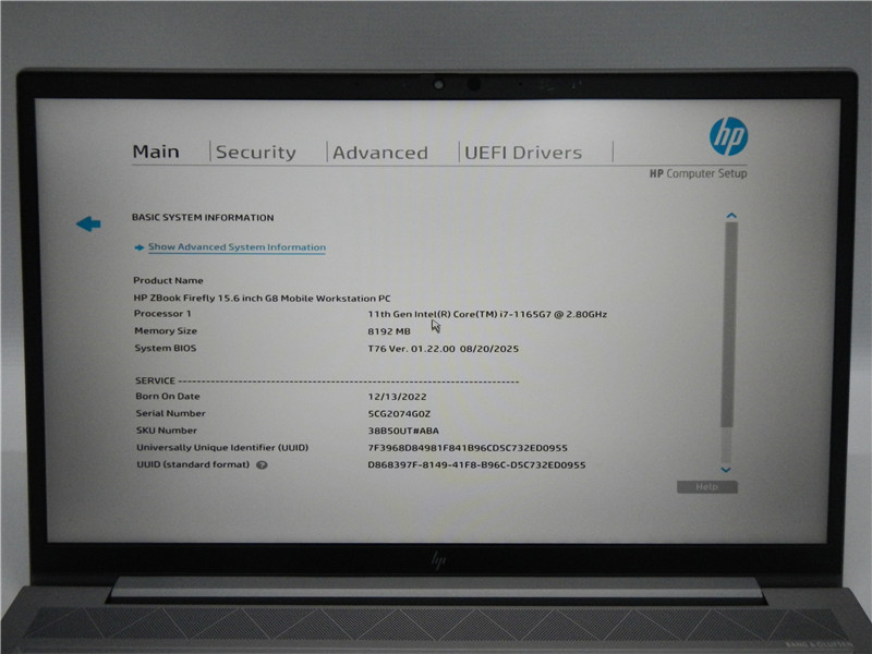 HP ZBook Firefly 15 G8 Laptop i7-1165G7 2.8GHz 8GB No SSD Windows 11 Pro
