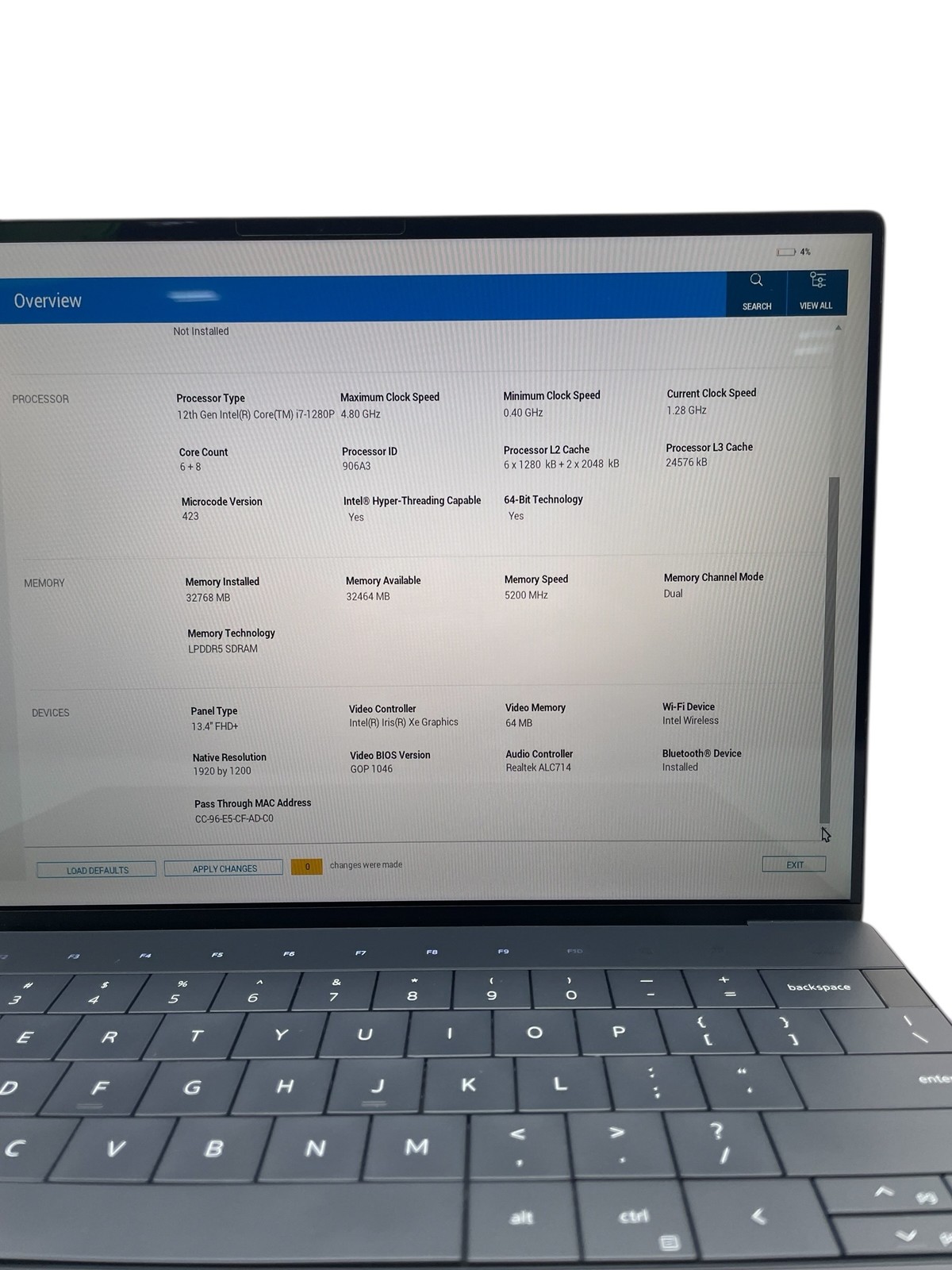 Dell XPS 9320 i7-1280P 13″ 32GB RAM 512GB SSD – Grade D