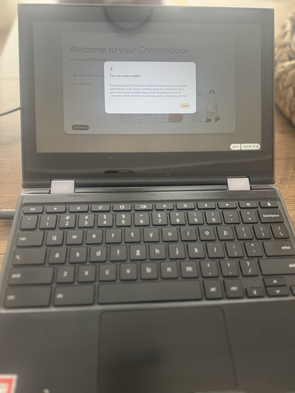 Touch screen Lenovo 300e Chromebook 2nd Gen AST 82CE with charger.