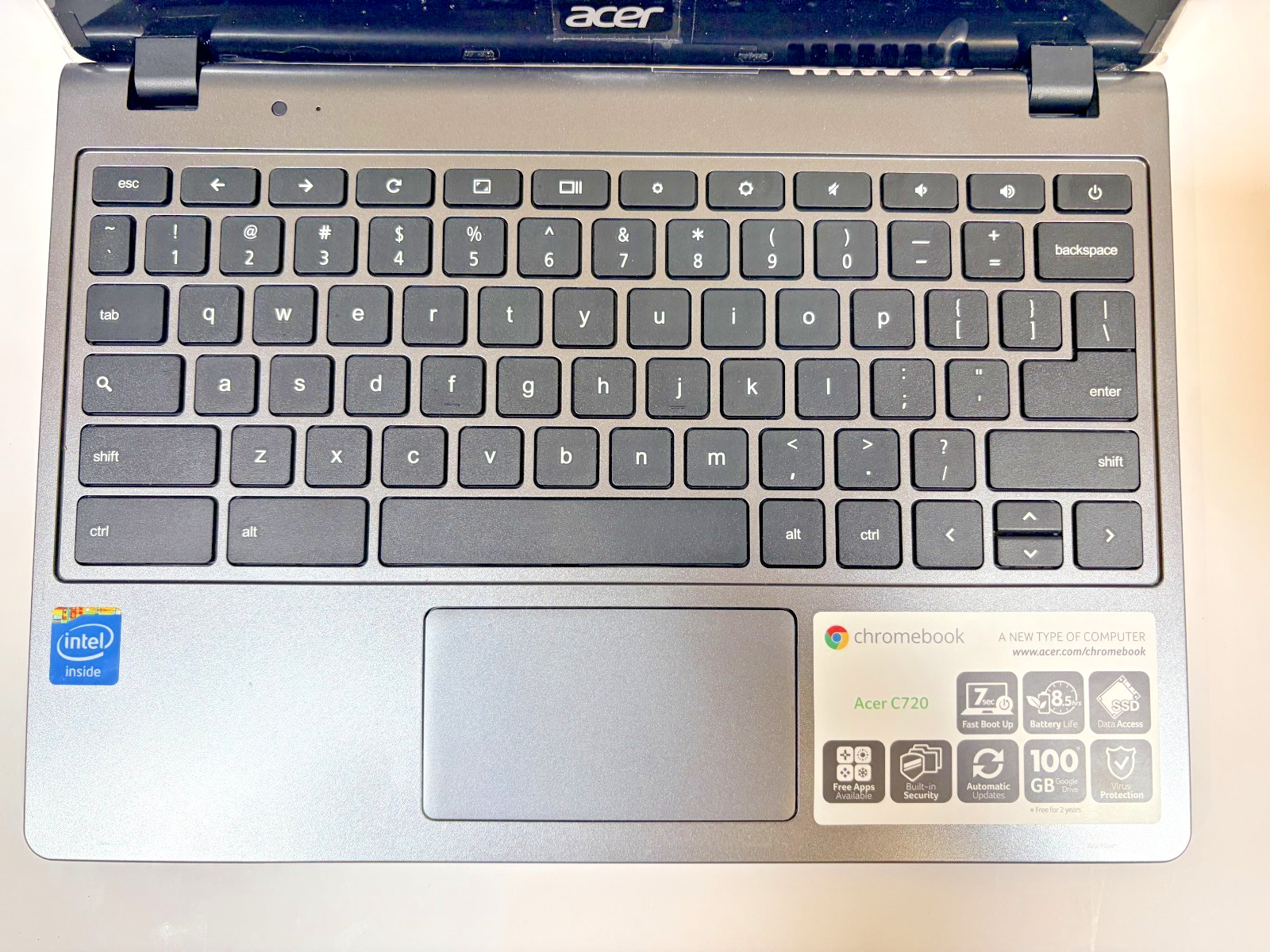 ACER Chromebook C720 – ZHN Laptop *WORKS FOR PARTS (SCREEN IS GOOD)*