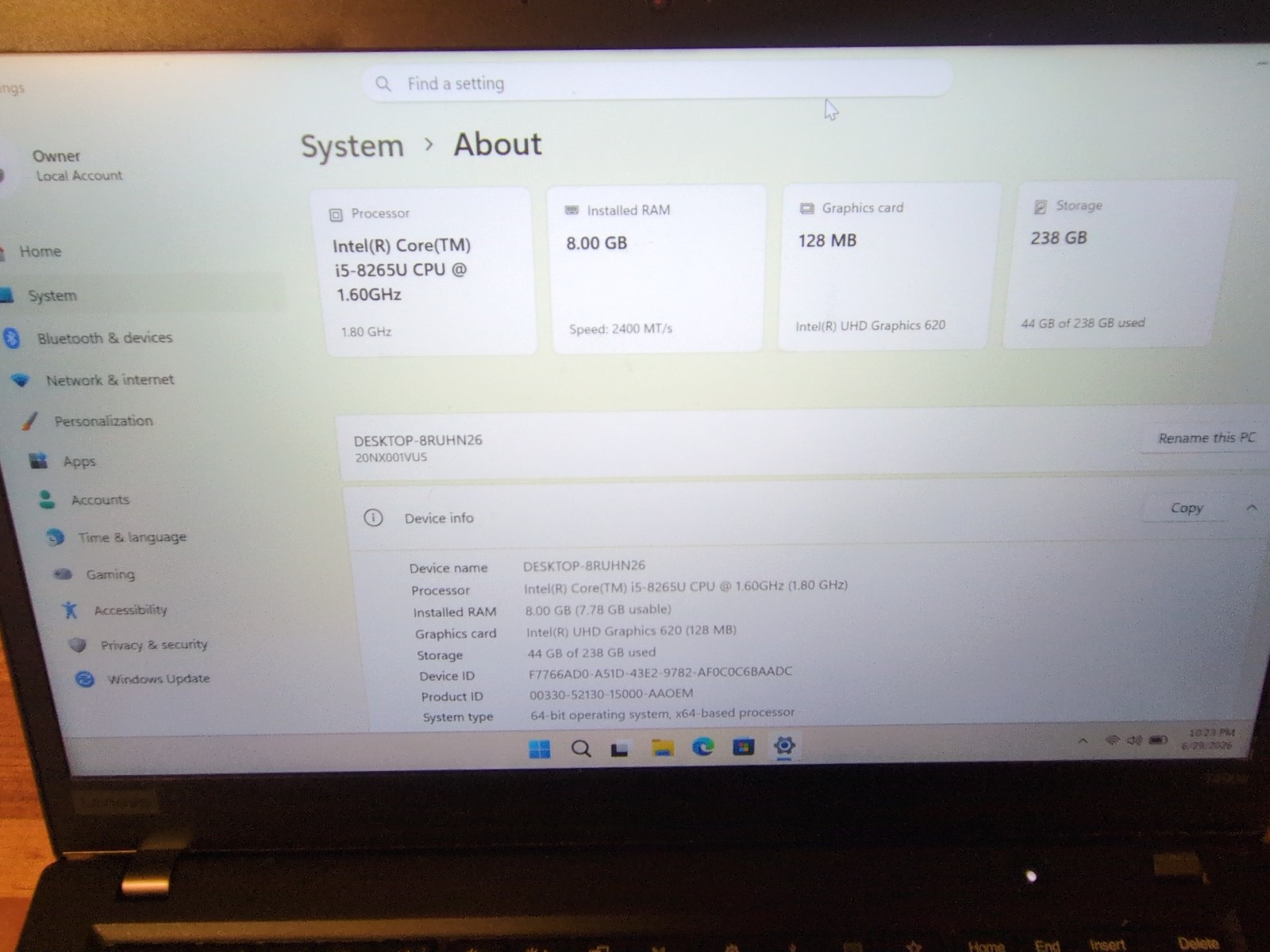 Lenovo ThinkPad T490s | i5-8265U | 8GB RAM | 256GB SSD | WIN 11 PRO Laptop PC