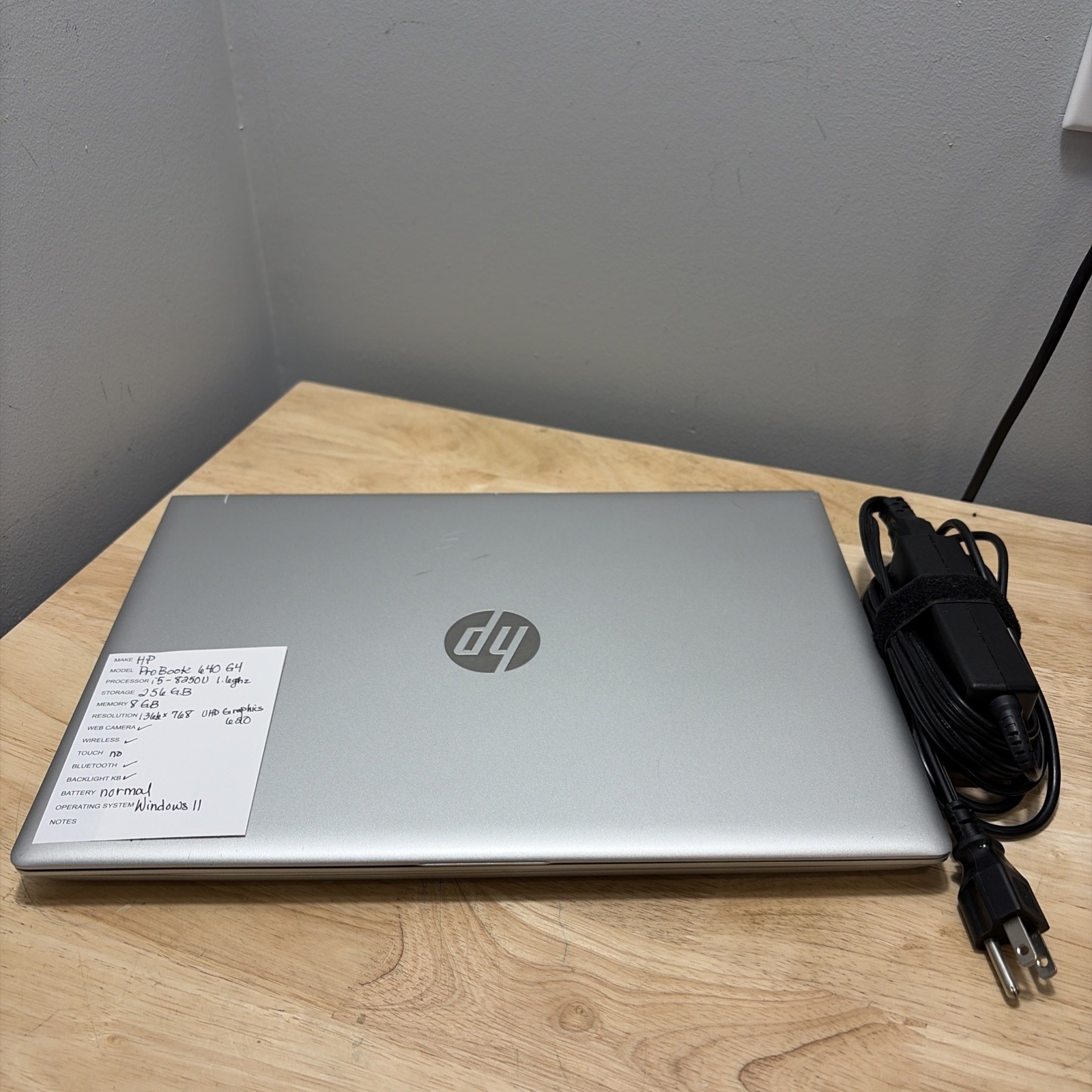 HP ProBook 640 G4 15″ CORE i5-8250U 1.60GHZ , 8GB, 256GB WCAM WIFI WIN11 CORD
