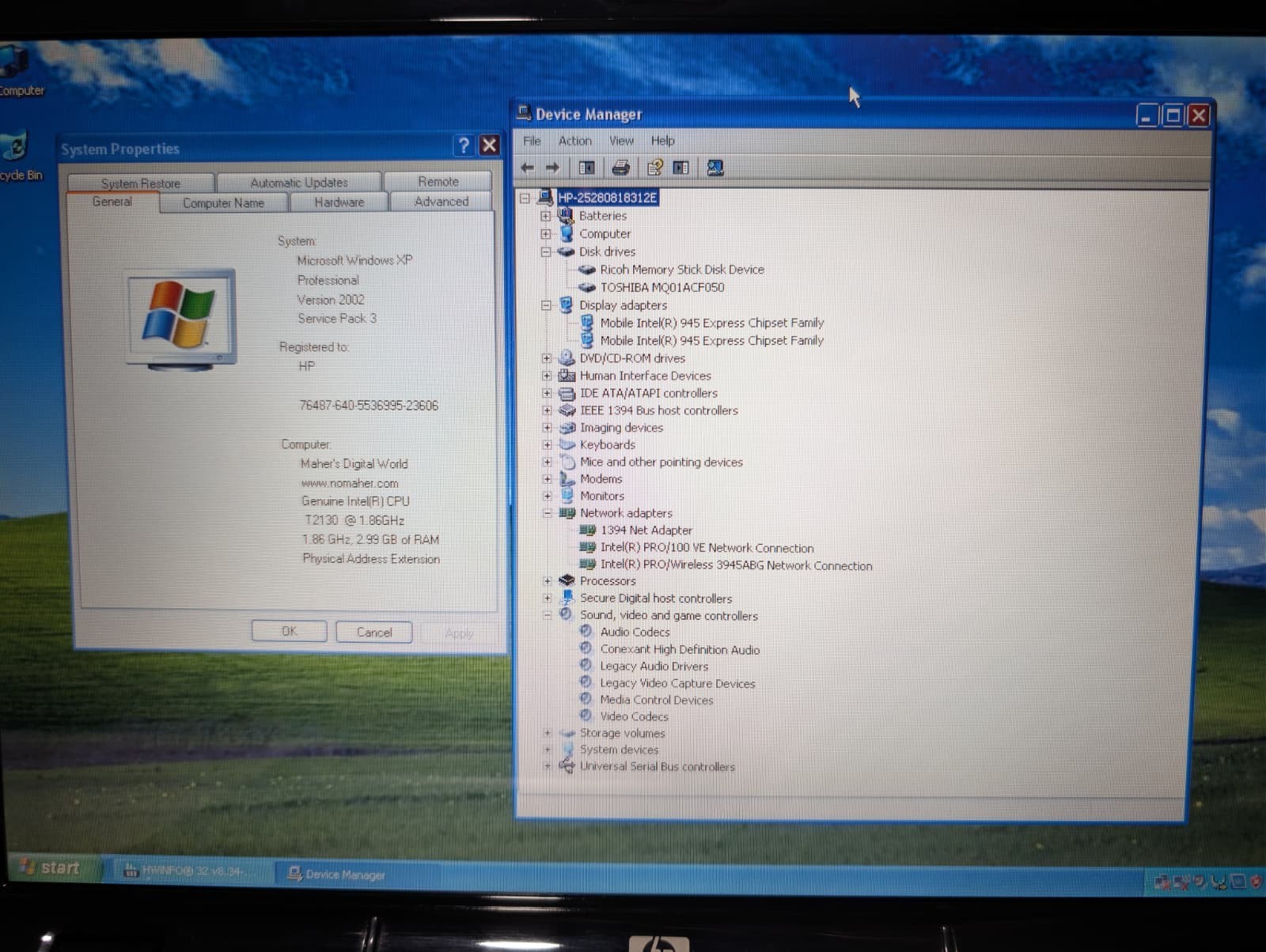 15″ HP Pavilion DV6000 | Pentium T2130 4GB RAM 500GB HD | Win XP Pro 32-Bit DVD