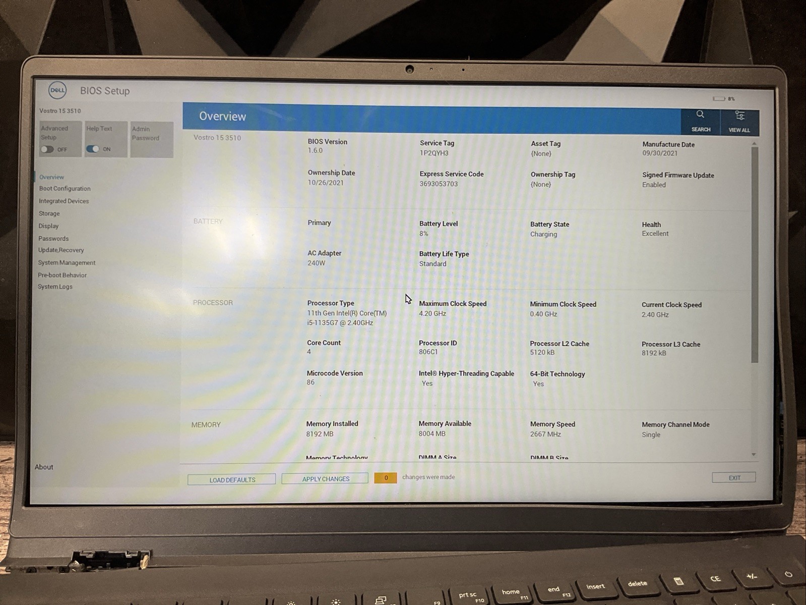 Dell Vostro 15 3510 / Intel Core i5 11th Gen / BIOS Unlocked / Parts Repair / O5