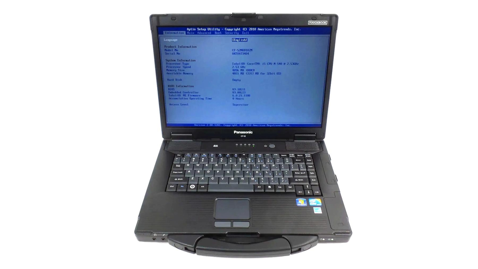 Panasonic Toughbook CF-52 MK3 Core i5 M 540 2.53GHz 4GB (No HDD) – 00 Hours