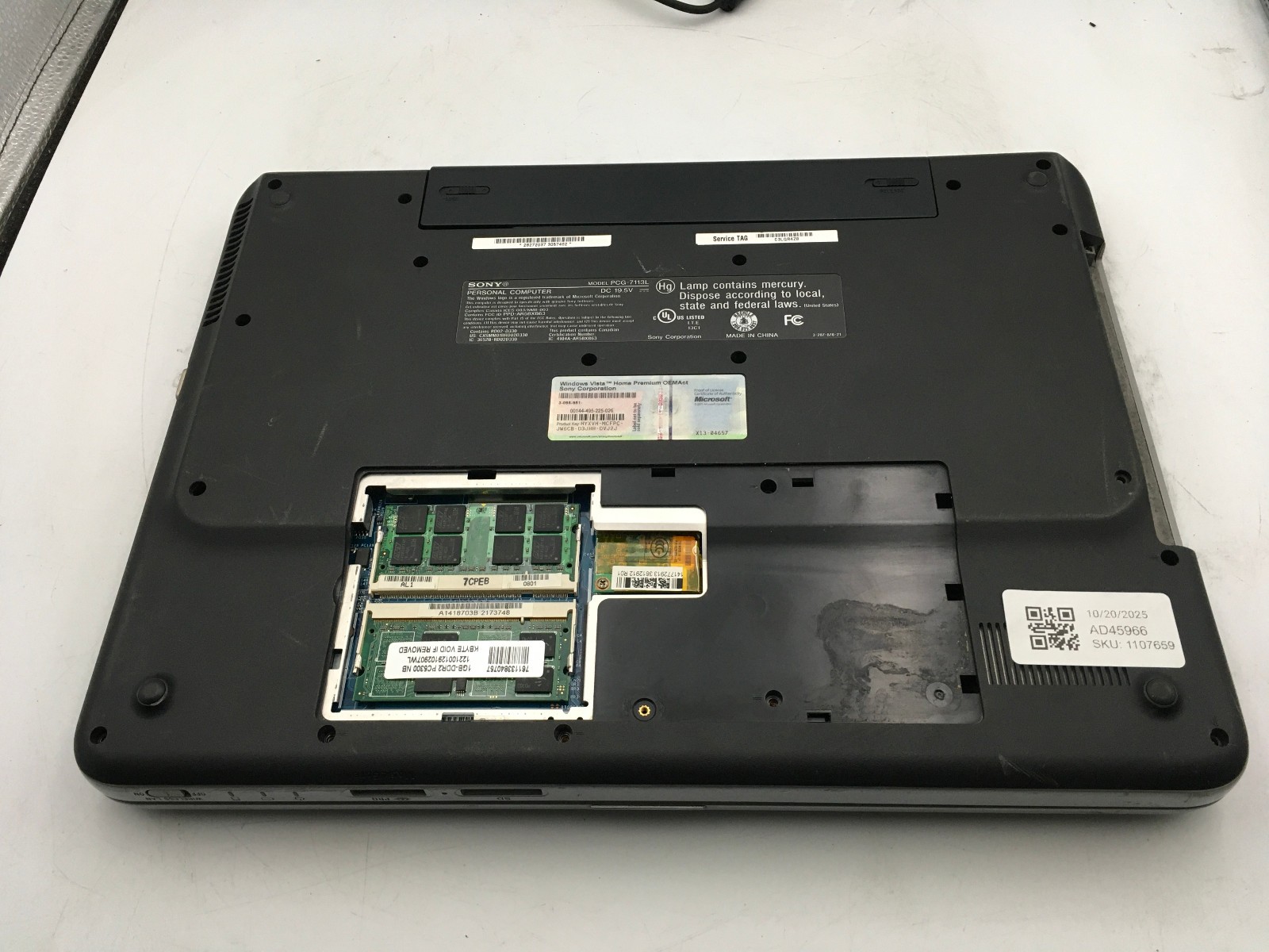 SONY VAIO PCG 7113L – BOOTS TO BIOS – INTEL CORE 2 DUO – 2GB RAM – 15″ -READ- BB