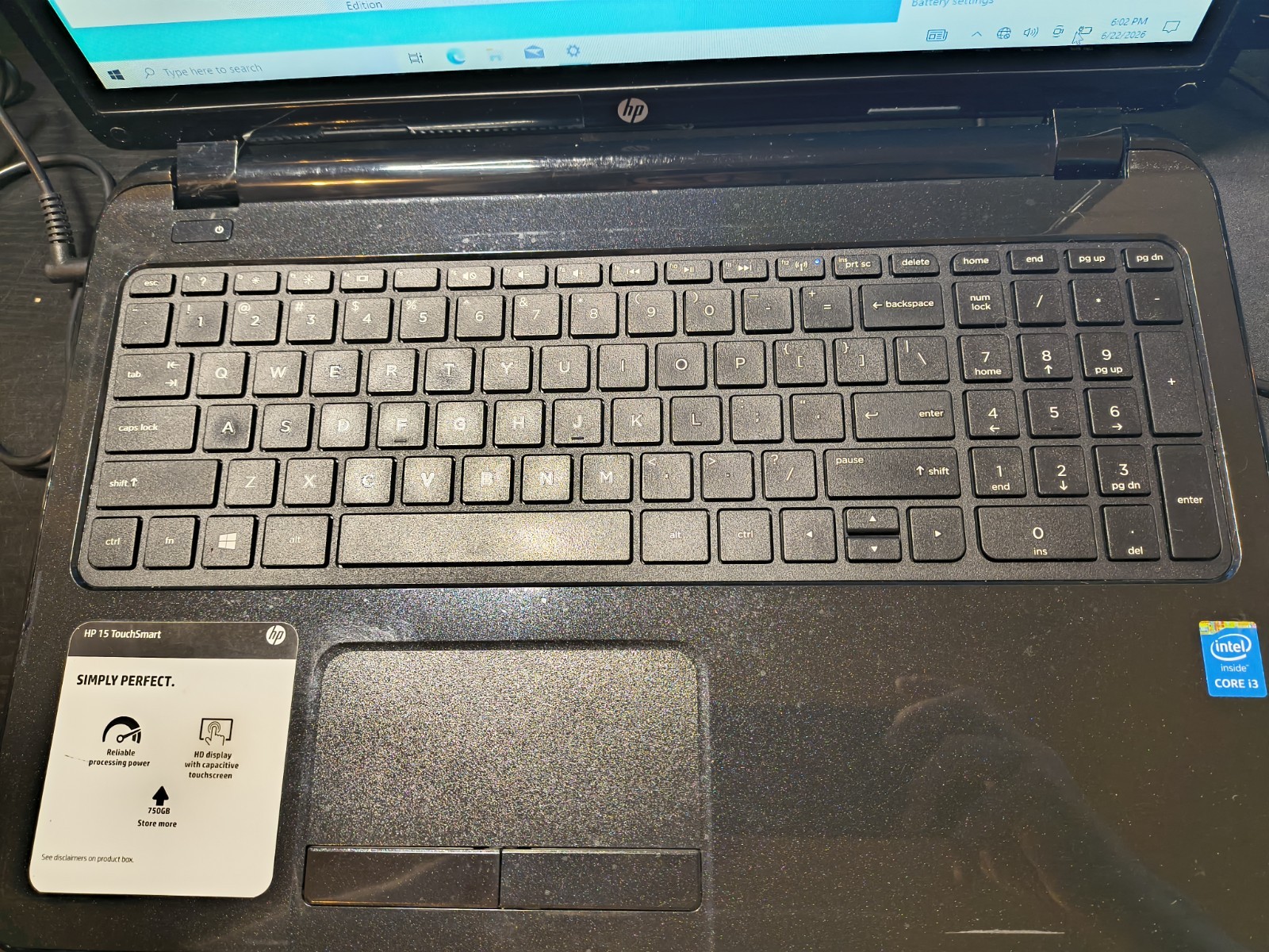 HP 15-R253CL Intel Core i3-5010U 2.1GHz 8 GB 300GB Windows 10 touchscreen DVD