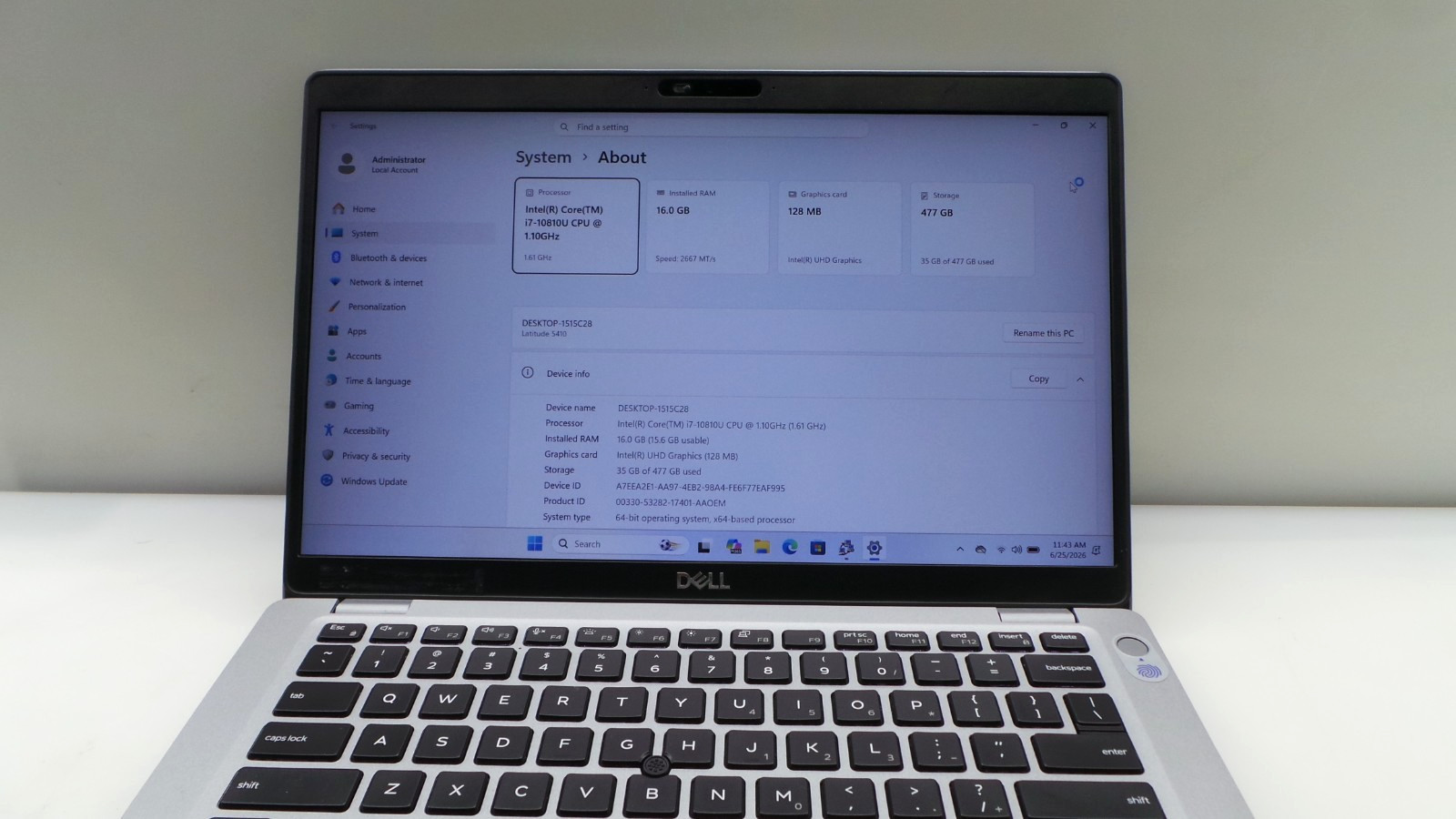 Dell Latitude 5410 | 14″ | i7-10810U 1.10GHz | 16GB RAM 512GB NVMe | WIN 11 PRO