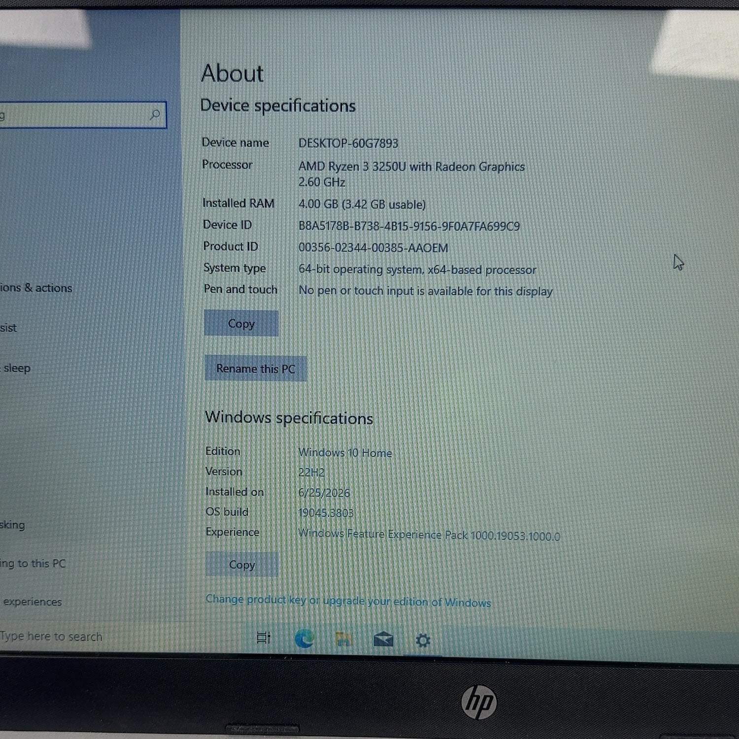 HP Laptop 14-DK1025WM 14″ Ryzen 3 3250U 2.6GHz 4GB RAM 1TB HDD