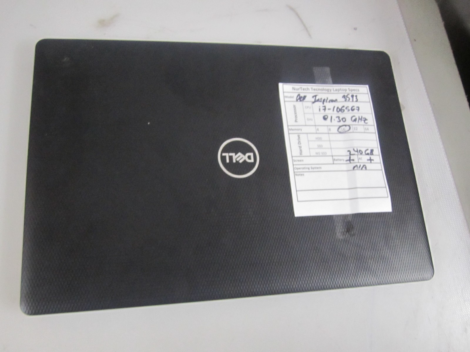 Dell Inspiron 3593 Laptop I7-1065G7 16GB 240GB M2SSD 1.30GHZ NOOS + AC