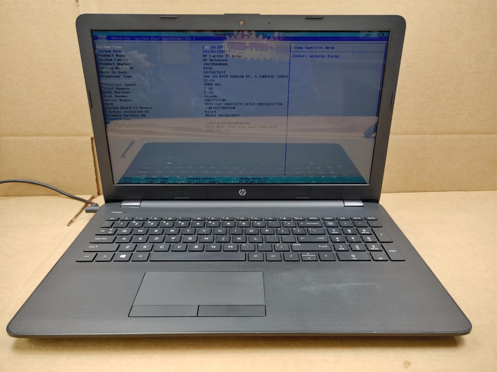 HP Notebook 15-bw032nr 15.6″ AMD A9-9420 Radeon R5✔2GB✔ **NO HDD/ NO OS/ NO AC**