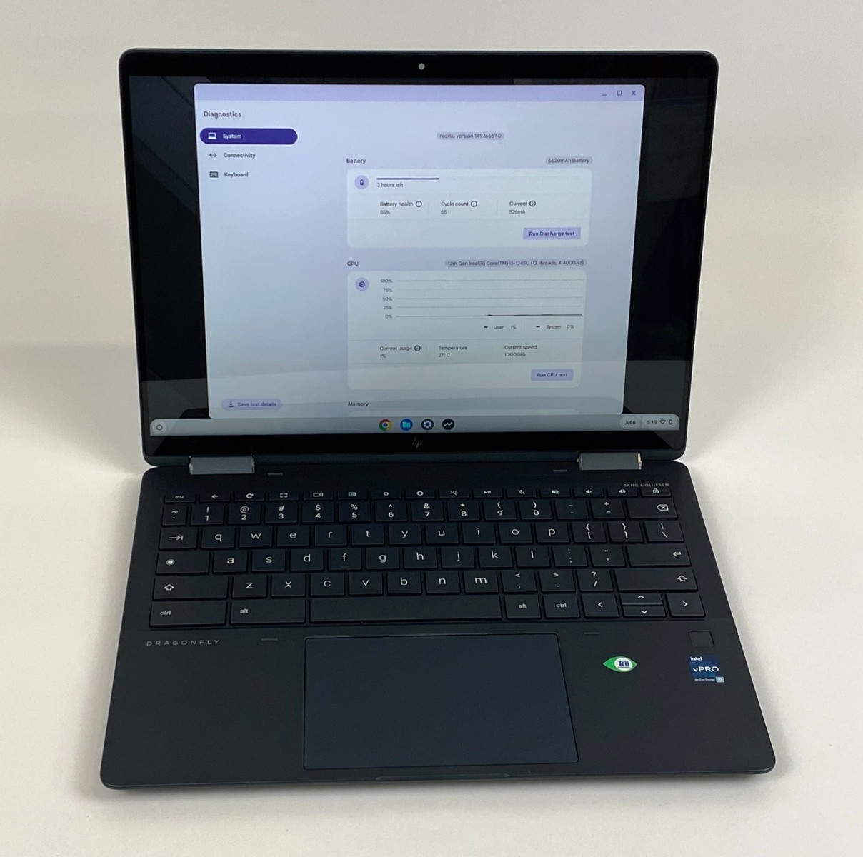 HP Elite Dragonfly Intel i5-1245U @4.40GHz 16GB RAM 8GB 13.5″ Touch Chromebook