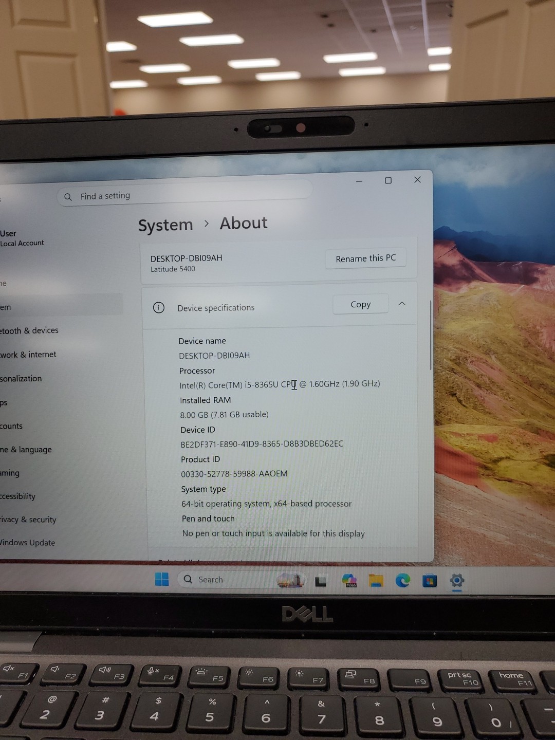 Dell Latitude 5400 Intel Core i5-8365U 16GB RAM 256GB SSD 042826-3