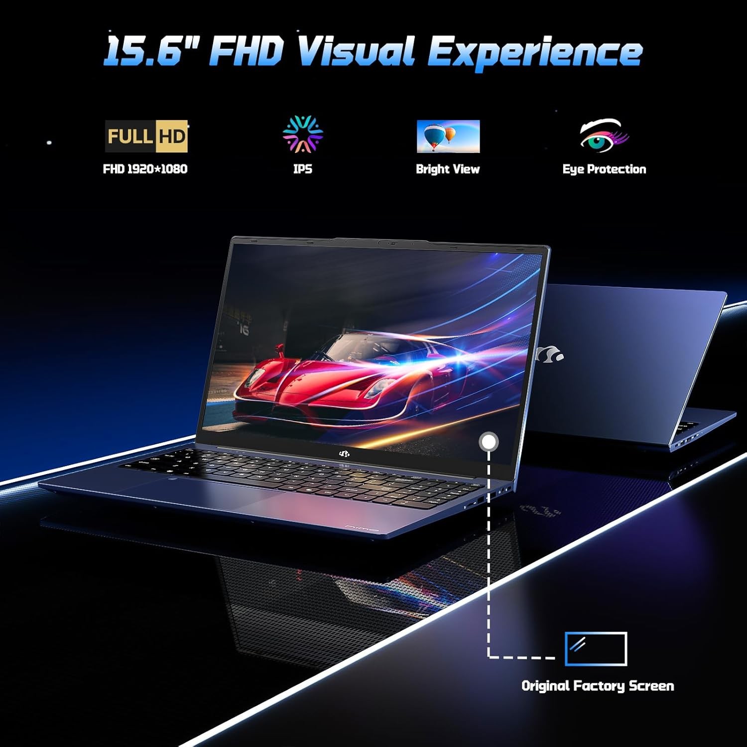 15.6″ FHD IPS Laptop 4 Cores 13th Gen Intel N150 16GB RAM 256GB SSD Backlit KB