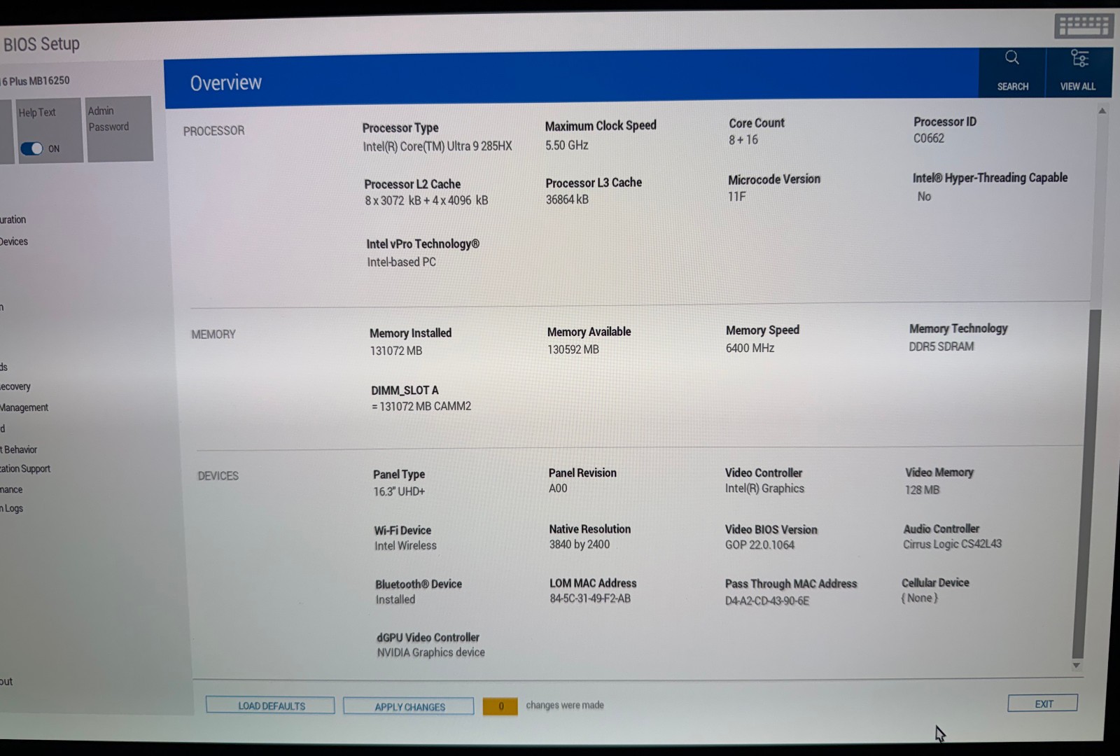 Dell Pro Max 16 Plus 4k UHD Touch Ultra 9 285HX 128GB 4TB(2TB/2TB) RTX PRO 3000