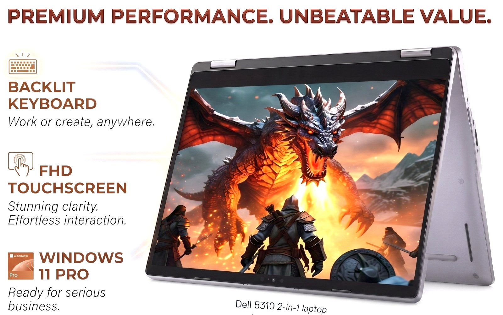 13.3 Dell 2in1 Laptop: i7 up to 4.9GHz! FHD 1080P TouchScreen! Backlit Keyboard!