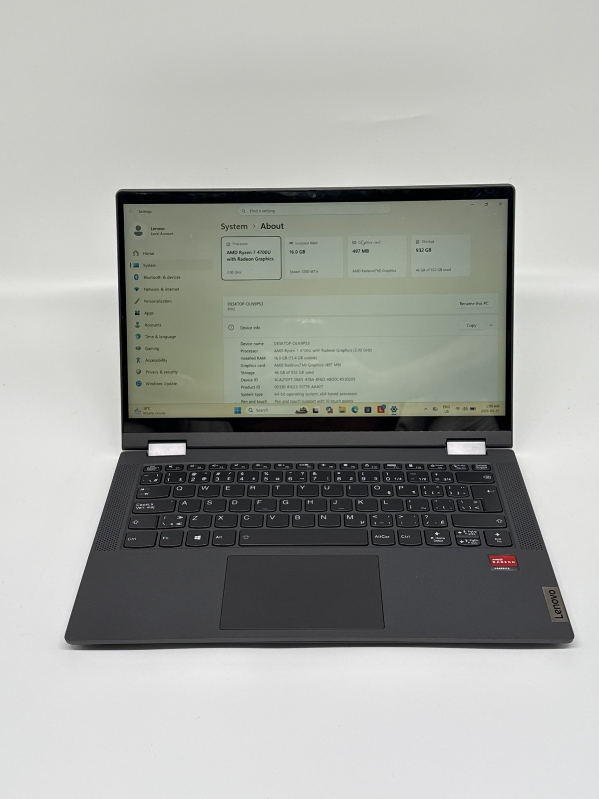 Touchscreen Lenovo Flex 5 Ryzen 7 4700u 16 GB 1 TB SSD
