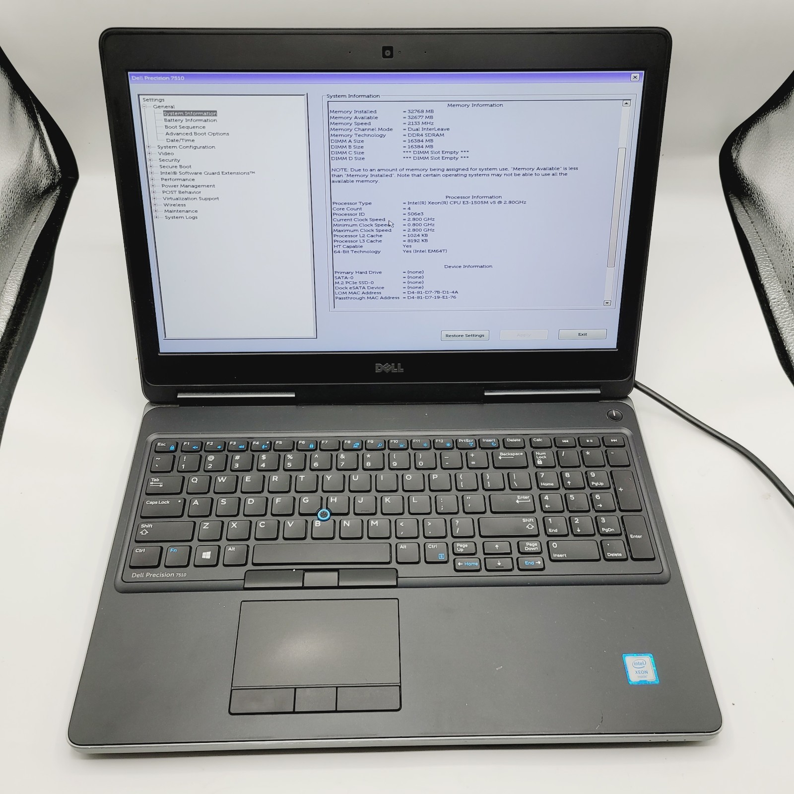 Dell Precision 7510 E3 1505M 16GB RAM No HDD 15.6″ FirePro 2GB – ***Boot to Bios