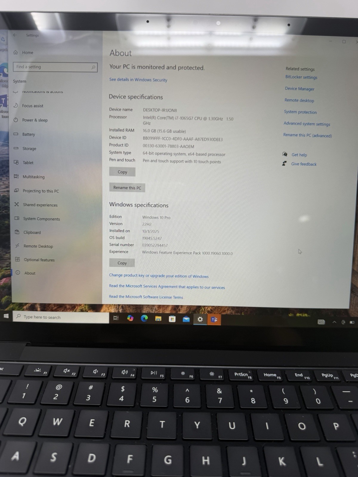 Microsoft Surface Laptop 3 13.5 2K TOUCH i7-1065G7 1.30GHz 16GB 256GB SSD