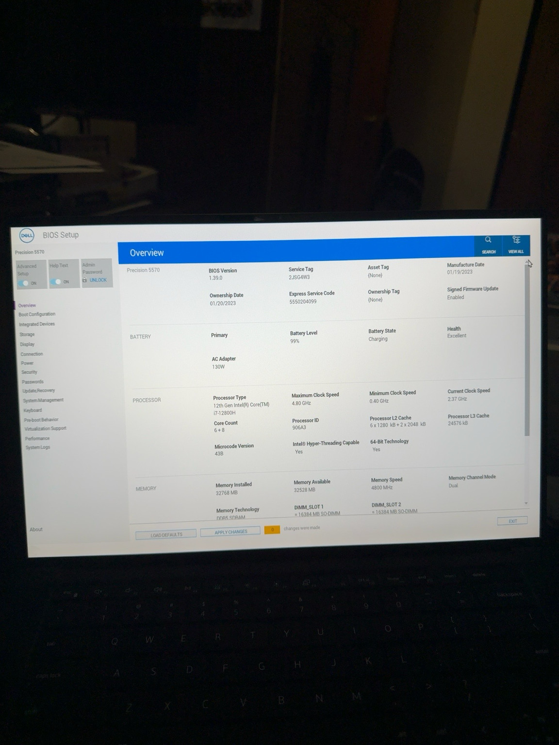 Dell Precision 5570 Workstation i7-12800h 512SSD 32GB DDR5 RTX A2000 GPU