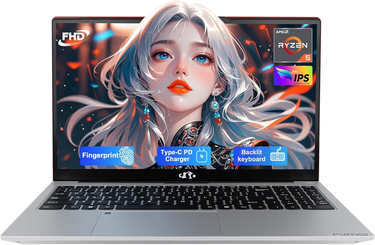 NIMO 15.6” IPS FHD Laptop 16GB RAM 512GB SSD AMD Ryzen 5 Student Computer