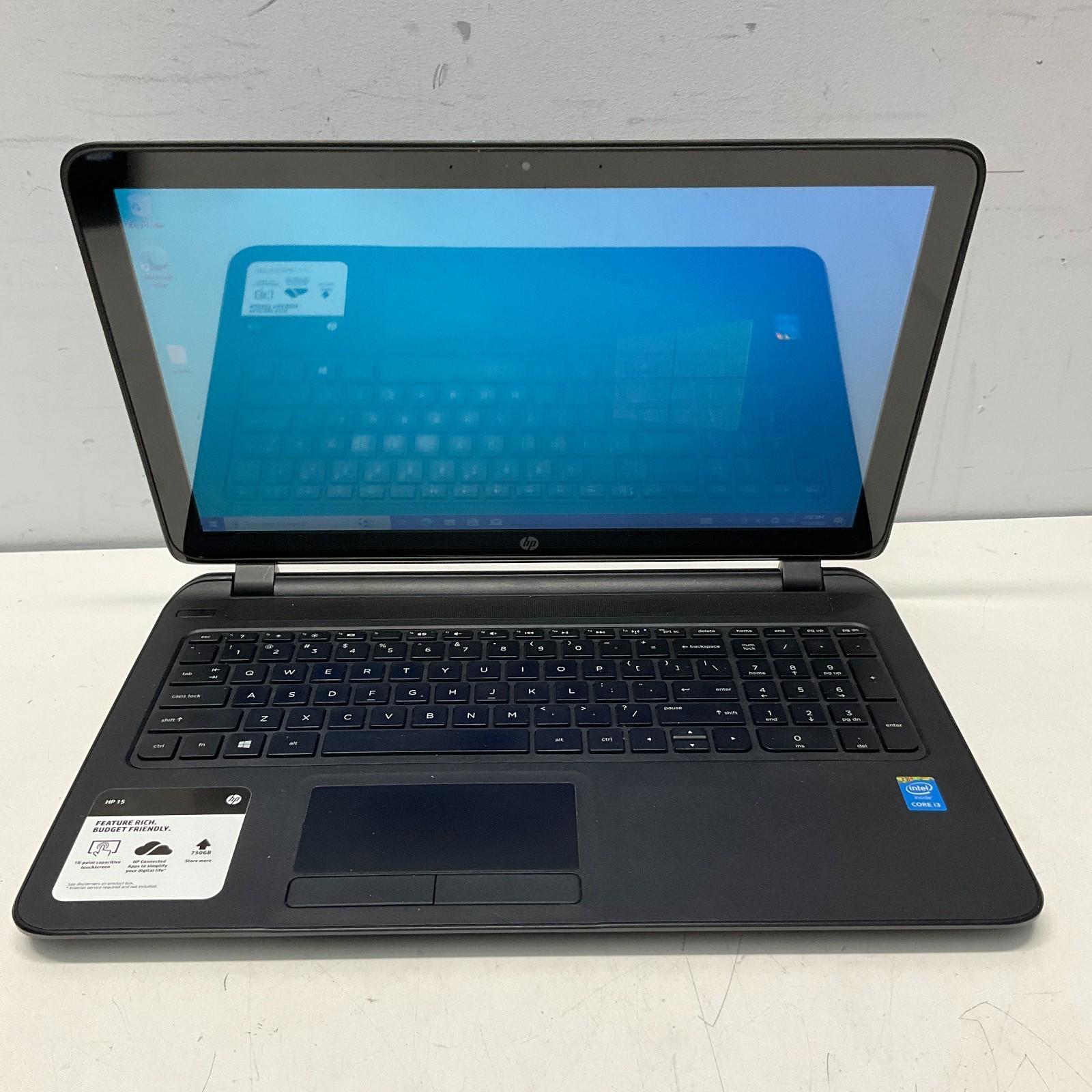 HP 15-f162dx Notebook i3-4030U@1.9GHz 4GB 750GB HDD Windows 10 Pro Laptop NO BAT