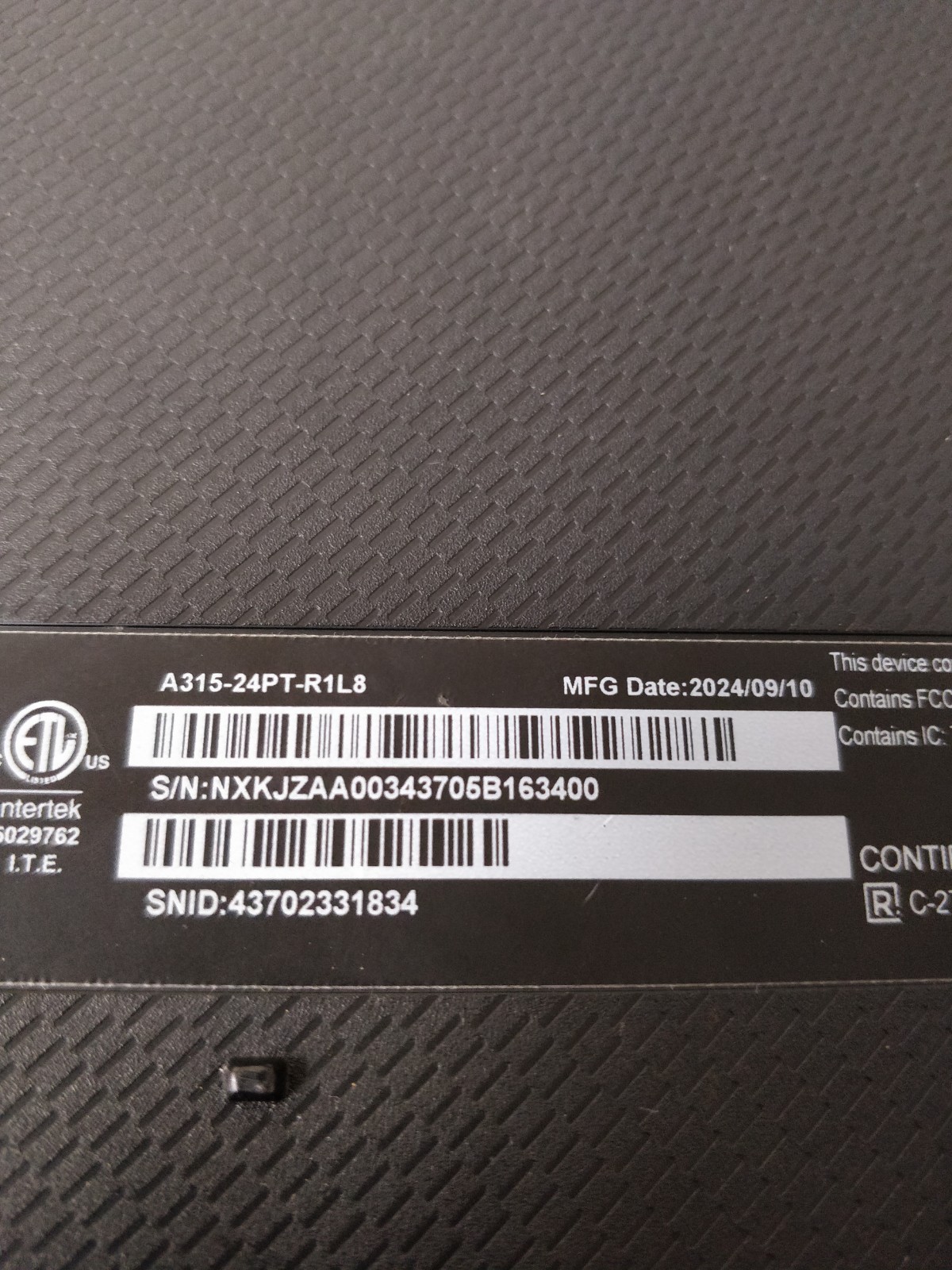 Acer Aspire 3 A315-24PT AMD Ryzen 5-7520U@2.80GHz 8GB RAM NO DRIVE PARTS 8822