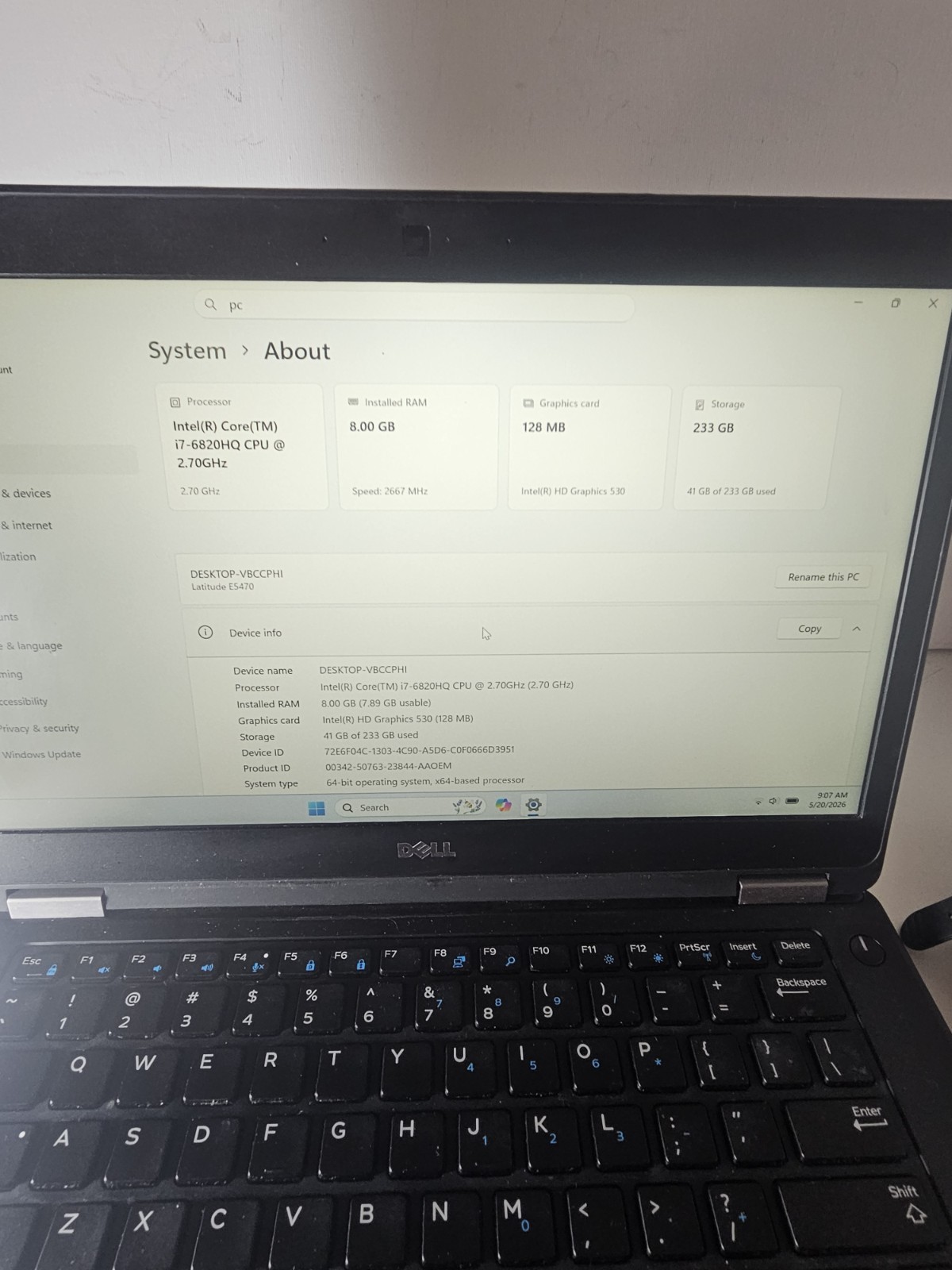 laptop i7 6th gen Dell windows 11 PC 8 GB RAM 256 GB HDD