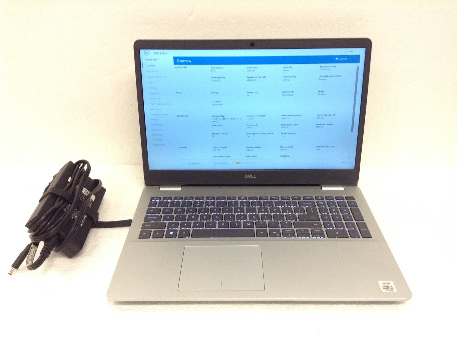 Dell Inspiron 5593 15.6″ FHD Laptop i5-1035G1 w/8GB, 512GB SSD, Backlit, WORKING