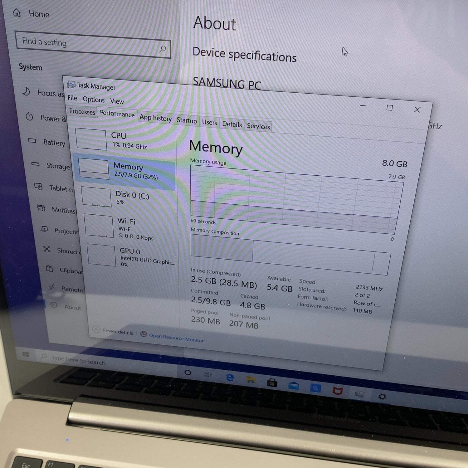 Samsung Notebook 7 NP750XBE 15.6″ i7-8565U 2.0GHz 8GB RAM 256GB SSD