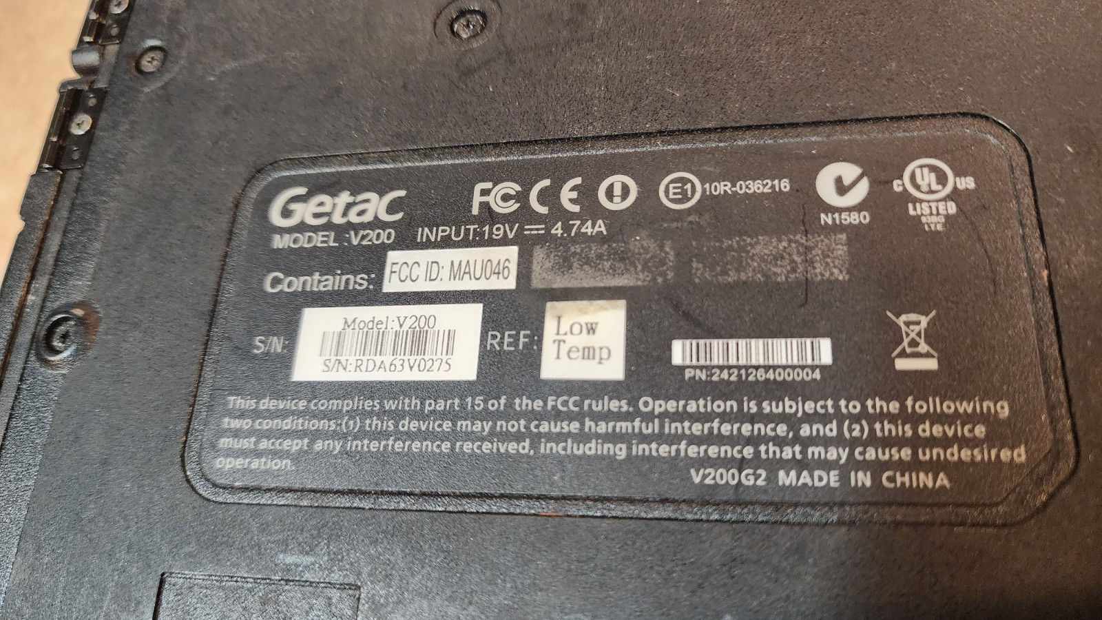 Rugged 2-in-1 Touch Getac V200-G2 Intel i7-3520M 16GB RAM Police Laptop