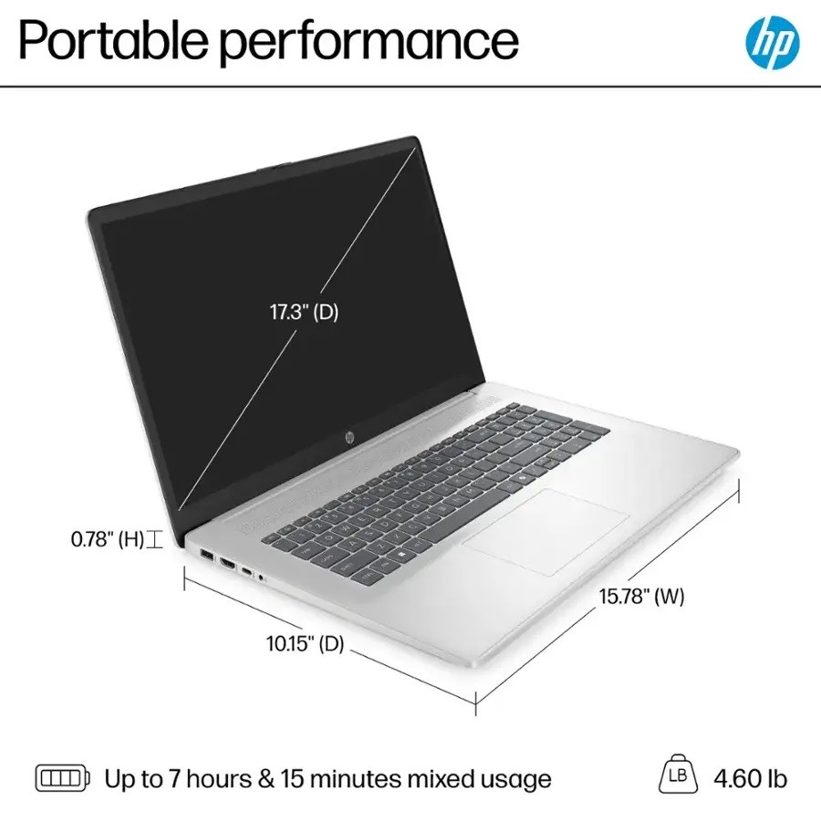 2025 HP Laptop Win11Pro Inter core i3 60 Hz 17.3″HD | 32GB RAM-1TB SSD