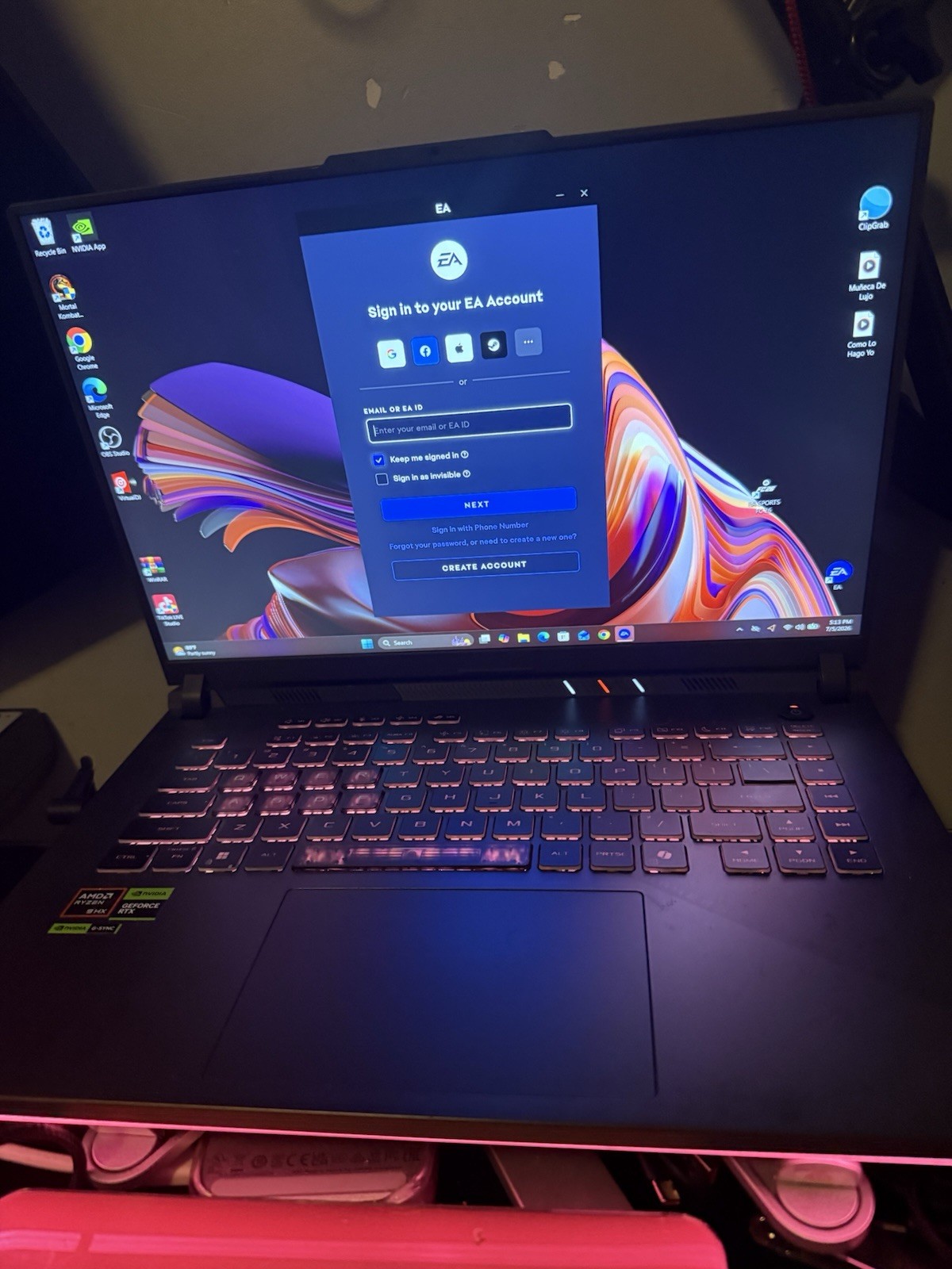 ASUS ROG Strix G16 16″ Ryzen 9 8940HX RTX5070Ti 32GB 1TB SSD 165Hz