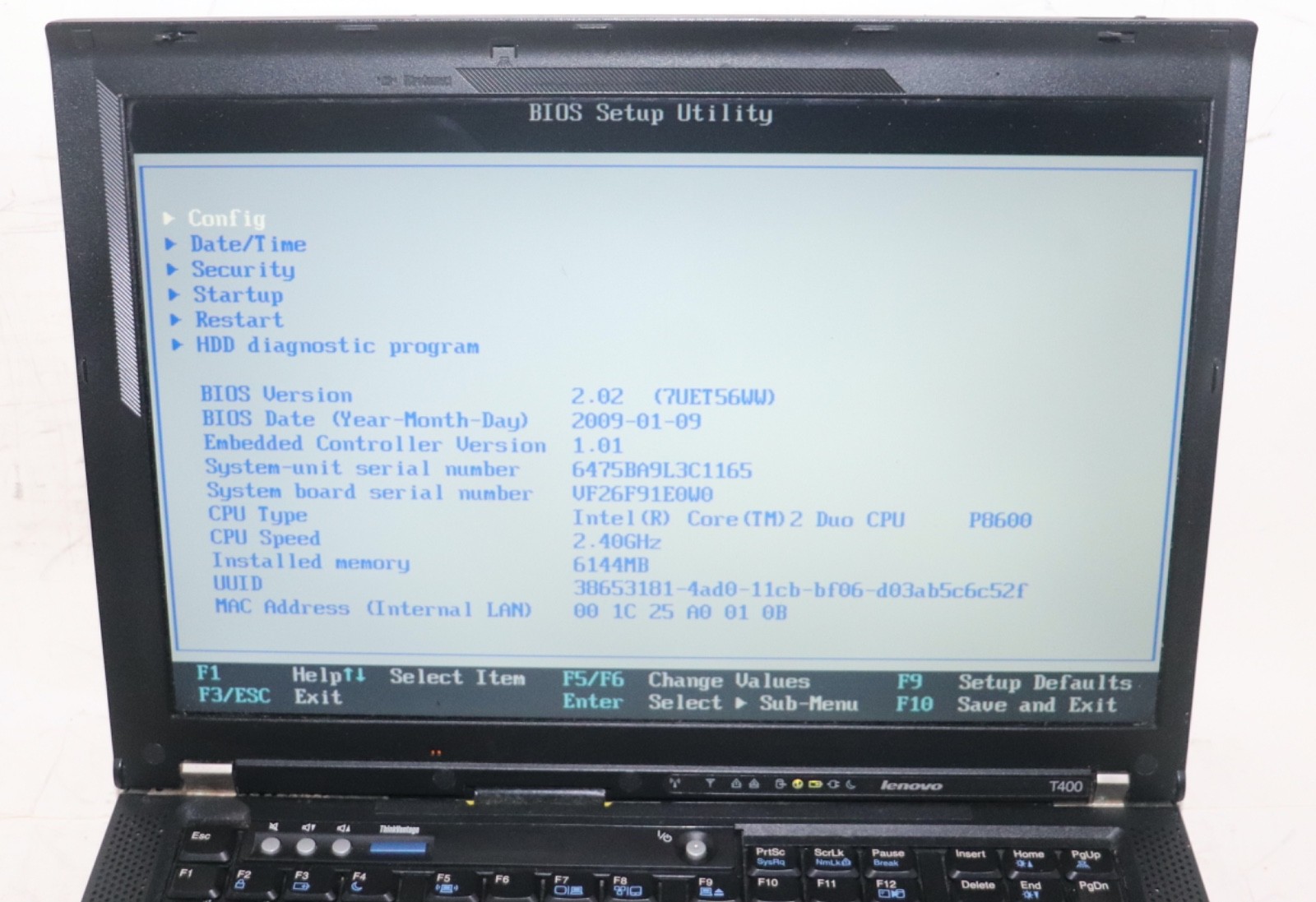 Lenovo ThinkPad T400|IntelCore Duo@2.40GHz|6GB RAM|500GB HDD|WIN 10 Prof|WiFi