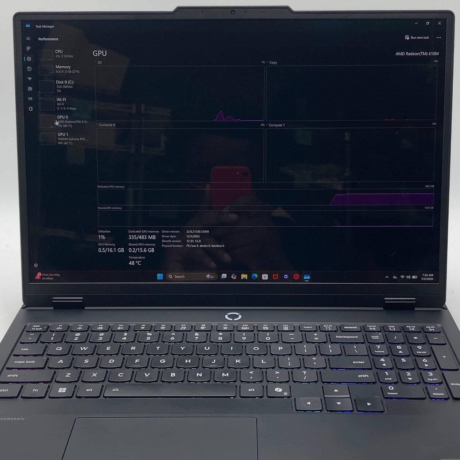 Legion 5 Pro Gen 10 16″ Ryzen 7 8745HX 3.6GHz 32GB RAM 1TB SSD GeForce RTX 5060