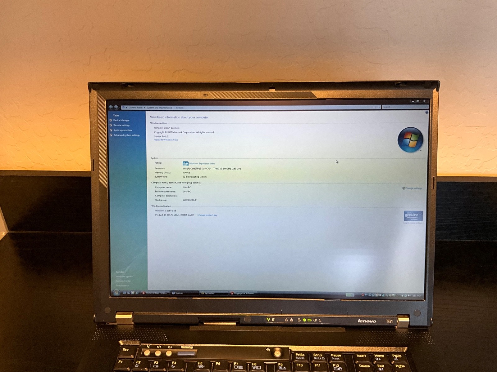 Lenovo ThinkPad T61 15 Inch Windows XP 4GB 256GB SSD Nvidia 140m Core 2 T7800