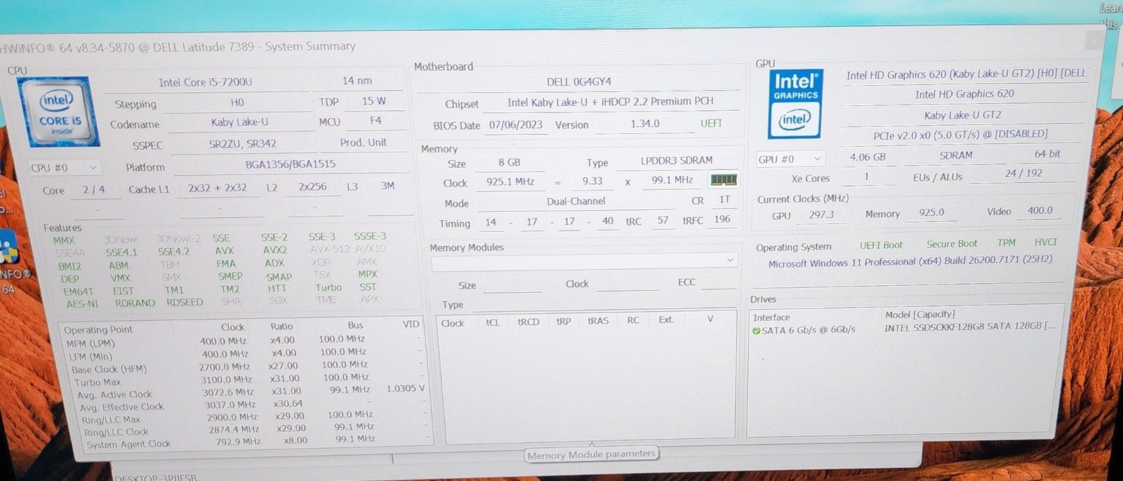 DELL Latitude 7389 Laptop 7th Gen i5 13.3″ FHD Touch 8GB 128GB SSD LTE W11Pro