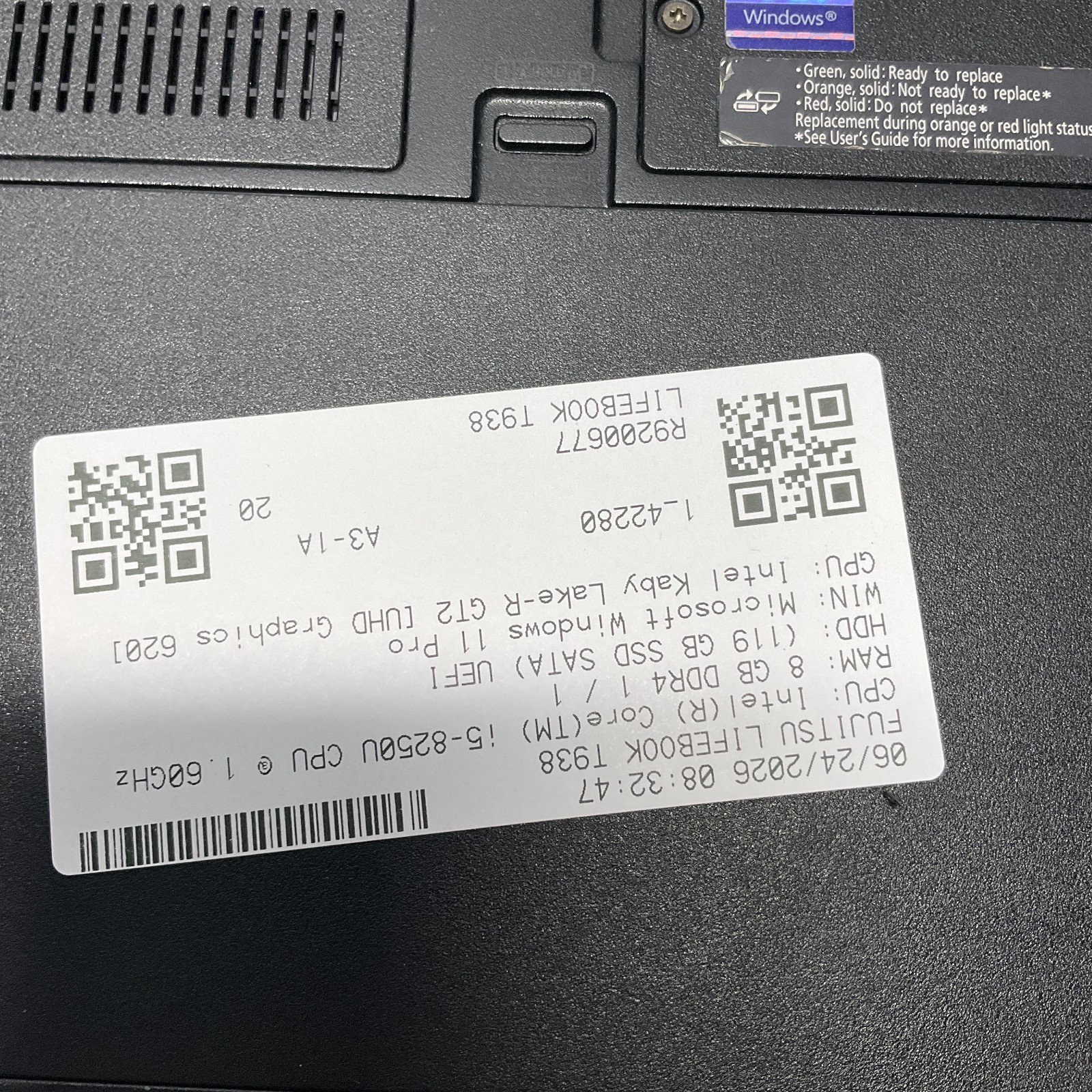 Fujitsu Lifebook T938 Laptop Intel Core i5-8250U @ 1.60 GHz 8GB 128GB SSD Win 11