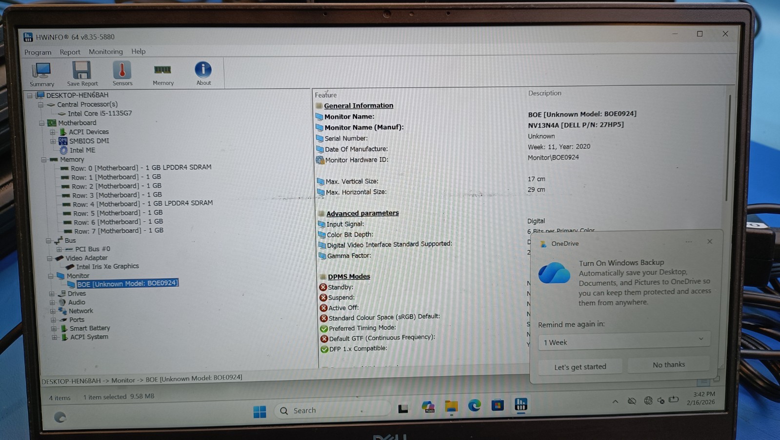 Dell Latitude 3320 13.3″Intel Core i5-1135G7 8GB WIN 10 LIC NO HDD NO A/C TESTED